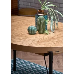 INFERNO Spisebord med udtræk, - Natur eg / Sort