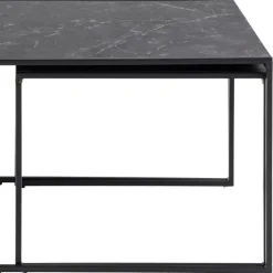 Infinity rektangulær sofabordsæt 120x60 - sort melamin med marmorprint og sort metal