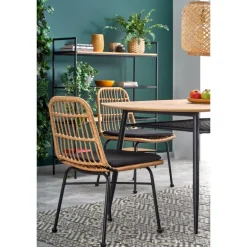 JACKSON bord, - bordplade - gylden eg, ben - Sort