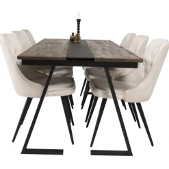 Jakarta t Spisebordssæt - Beige, Sort og Natur