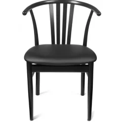 Jane spisebordsstol - sortlakeret bøg - ægte læder