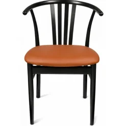 Jane spisebordsstol Cognac læder - sortlakeret bøg