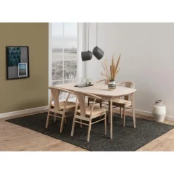 Janik Spisebordsstol med Armlæn – Off White Hvidpigmenteret Olieret Eg