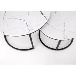 JAVA sæt af 2 sofaborde - Hvid marmorlook