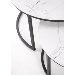 JAVA sæt af 2 sofaborde - Hvid marmorlook