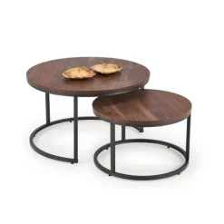 JAVA sæt af 2 sofaborde - Valnød / Sort