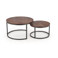 JAVA sæt af 2 sofaborde - Valnød / Sort