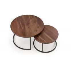 JAVA sæt af 2 sofaborde - Valnød / Sort