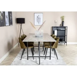 Jepara e Spisebordssæt - Sort og Grøn og - Grå