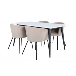 Jimmy e Spisebordssæt - Beige, Sort og Hvid