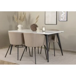 Jimmy e Spisebordssæt - Beige, Sort og Hvid