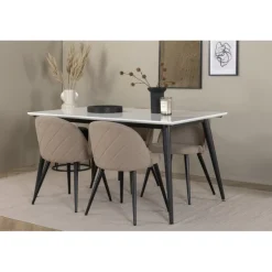 Jimmy t Spisebordssæt - Beige, Sort og Hvid