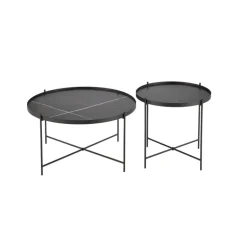 JULIETA sæt af 2 sofaborde, Sort marmor / Sort