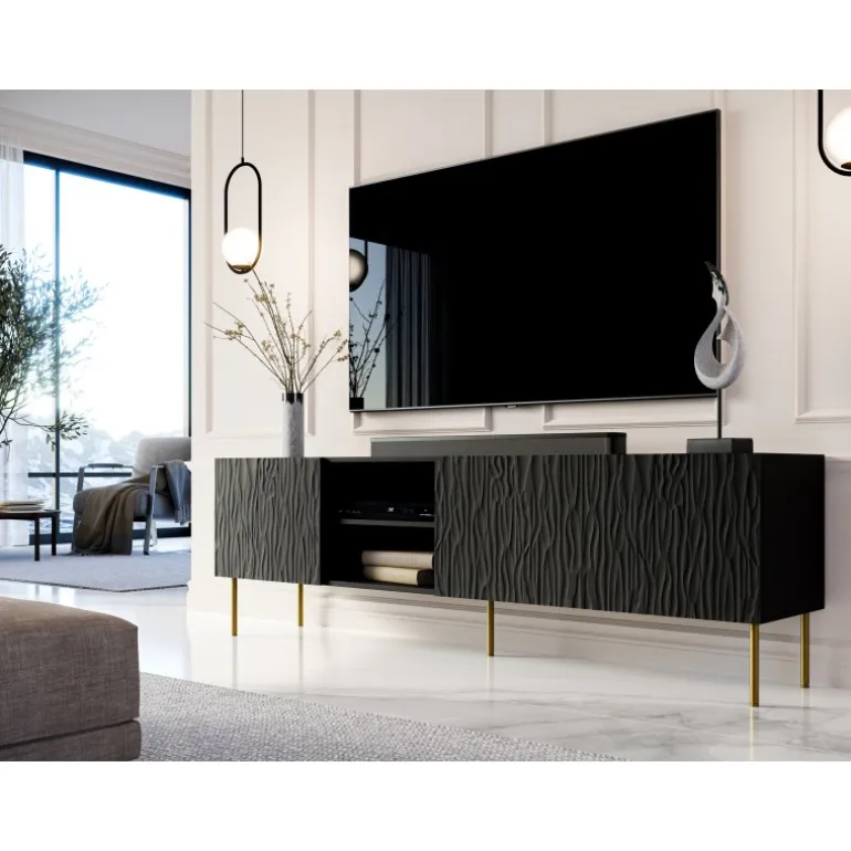 JUNGLE TV bord 190cm - Sort mat