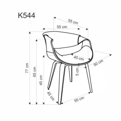 K544 Spisebordsstol - Grå / Valnød