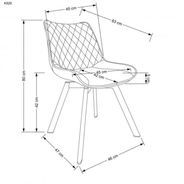 K520 Spisebordsstol - Sort / Mørkegrøn