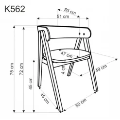 K562 Spisebordsstol - Valnød / lys Beige