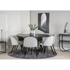 København Rundt Spisebordssæt - Sort og Lysegrå