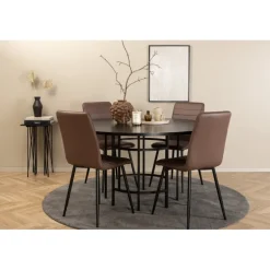 København Rundt Spisebordssæt - Sort og Brun