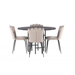 København Rundt Spisebordssæt - Beige og Sort