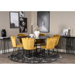 København Rundt Spisebordssæt - Sort og Messing