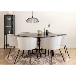 København Rundt Spisebordssæt - Sort og Lysegrå