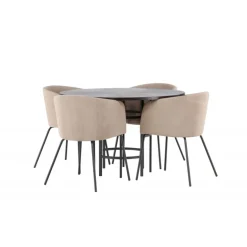 København Rundt Spisebordssæt - Beige og Mocca