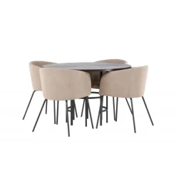 København Rundt Spisebordssæt - Beige og Mocca