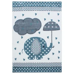 Kids Børne Tæppeløber Elefant - Blå