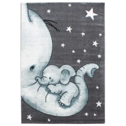 Kids Børne Tæppeløber Elefant - Blå
