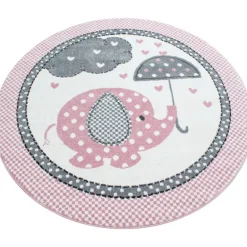 Kids Rund Børnetæppe Elefant - Pink