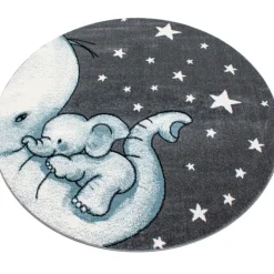 Kids Rund Børnetæppe Elefant - Blå