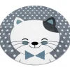 Kids Rund Børnetæppe Kat - Blå