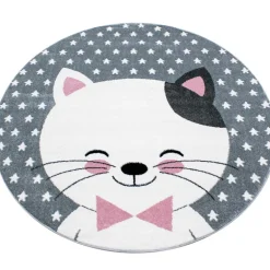 Kids Rund Børnetæppe Kat - Pink
