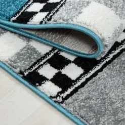 Kids Rund Børnetæppe Racerbil - Blå