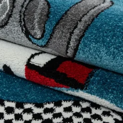 Kids Rund Børnetæppe Racerbil - Blå