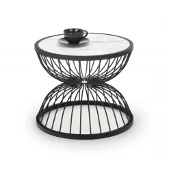 KIM sofabordplade - Hvid marmor, stel - Sort