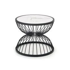 KIM sofabordplade - Hvid marmor, stel - Sort