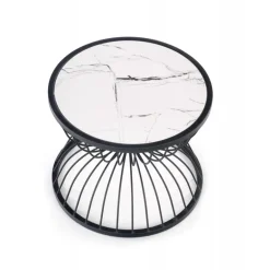 KIM sofabordplade - Hvid marmor, stel - Sort