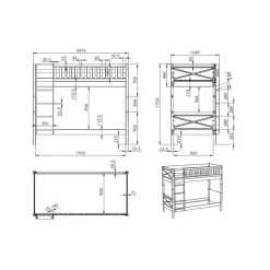 Køjeseng 90 x 200 cm – Scott, hvid