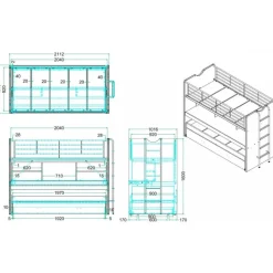 Køjeseng med skrivebord 90 x 200 cm – lyserød