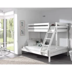 Køjeseng Pino familieseng 140x200 + 90x200 – hvid