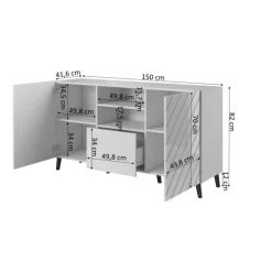 Kommode ABETO mat Hvid/ glans Hvid