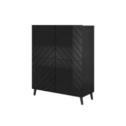 Kommode ABETO mat Sort/ højglans Sort