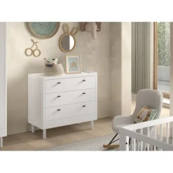 Kommode i bøg med 3 skuffer – Forrest, hvid