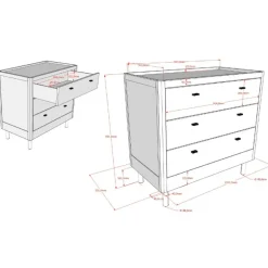 Kommode i bøg med 3 skuffer – Forrest, hvid