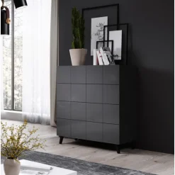 Kommode KOM4S REJA grafit glans/grafit glans