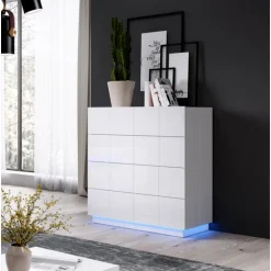 Kommode KOM4S REJA Hvid glans/Hvid glans