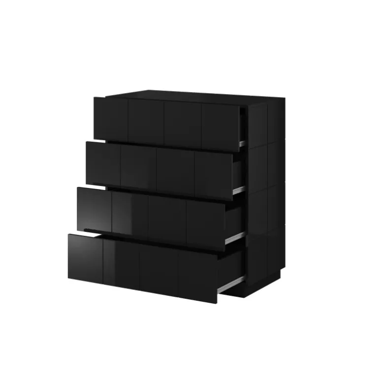 Kommode KOM4S REJA Sort Glans/Sort Glans