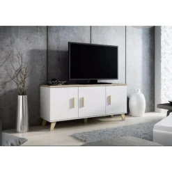 Kommode LOTTA 150 3D diamant Hvid/lSonoma eg.